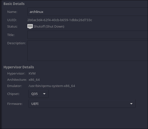 Configuração UEFI no Virt-Manager