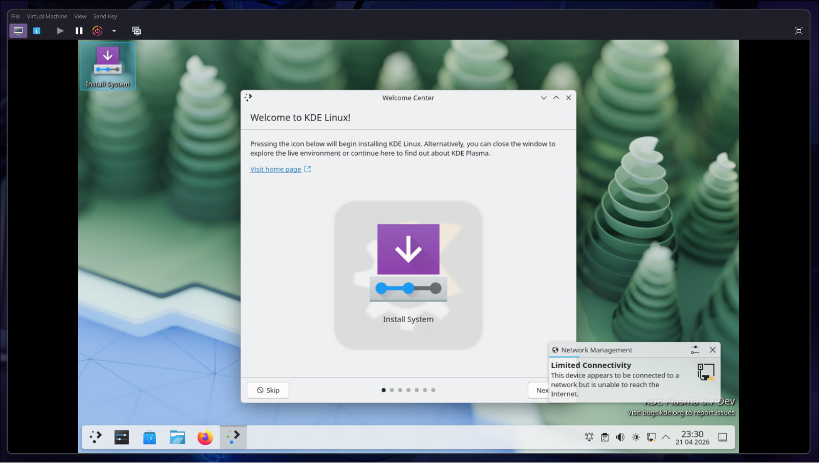 KDE Linux Executando